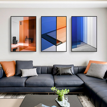 Glass modern Blue Orange living room background wall decorative painting architectural abstract murals light luxury restaurant wall painting simple atmosphere