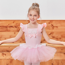 Childrens pure cotton dance dress girl spring and summer dance rehearsal for ballet dancer with less children dance dress Out of service 1719