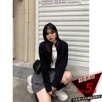 Kurozawa Xuan Qi fat mm spring new fashion foreign style Joker round neck short large size long sleeve knitted cardigan women