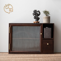 Drinking solid wood locker with door dust-proof storage teapot pet walnut locker tea set display cabinet Bogu cabinet