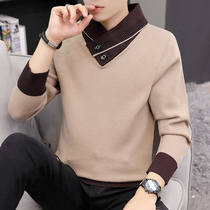 2021 autumn and winter New sweater mens Korean slim knitwear fashion fashion Mens personality thread coat