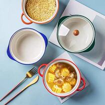 Hipster instant noodle bowl with lid underglaze ceramic dormitory Bowl