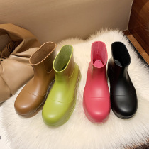 2021 new avocado green water boots MONA same thick-soled fashion candy color rain boots Net red short tube boots tide