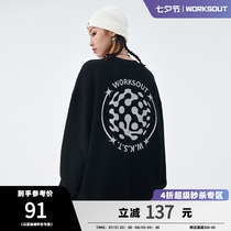 WORKOUT (WKST) base element round collar printed necropolis male and female hip hop trendy lovers loose sleeve