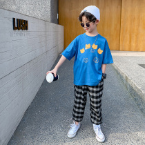 Childrens clothing boys summer suit 2021 new childrens summer foreign atmosphere Big Boy Boy Summer handsome Korean version tide