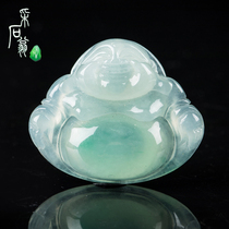 Quarrying WengMaitreya Buddhaemerald pendant natural Myanmar A goods laughing Buddha jade pendant female ice waxy species