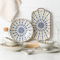 Wanton moon ring Japanese underglaze color ceramic tableware plate Household dish plate Nordic creative personality plate Fish plate