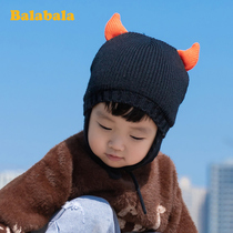 Balabala girl hat winter New cute baby warm children knitted wool hat boy ear cap
