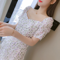 Summer dress New temperament goddess Fan Xianthin floral chiffon skirt design sense niche French high-end dress