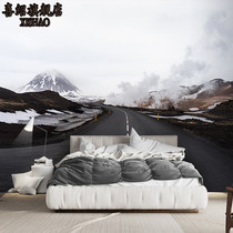 Nordic scenery wallpaper restaurant office space extension 8D sofa background wall simple snow Road Mural cloth