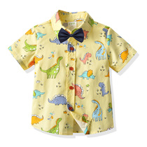 2 childrens shirt male tide 3 cartoon dinosaur short sleeve collar 5 shirt one year old baby clothes summer leisure 4