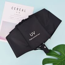 Minimalist automatic umbrella clear and rain dual-use black rubber small Bear umbrella sunscreen Anti-ultraviolet folding sunshade student umbrella