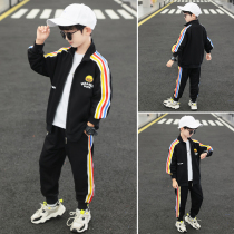 Childrens clothing boys autumn suit 2021 new middle and big boy handsome autumn sports boy two-piece Korean version of tide