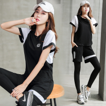 Summer running suit Womens quick-drying summer yoga suit slim beginner gym yoga net red loose