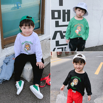 Boy cartoon long sleeve T-shirt loose Korean version of spring and autumn foreign style Childrens baby round neck T-shirt