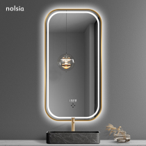 Light luxury aluminum frame bathroom mirror anti-fog led with light smart mirror touch screen toilet makeup mirror HD explosion-proof