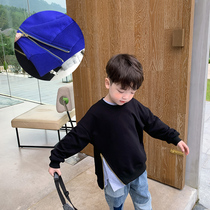 Yuanyuan home childrens clothing childrens clothes spring and autumn models 2020 new Korean boys top solid color pullover baby T-shirt