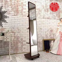 Full-body dressing mirror Movable dressing mirror Rotating dressing mirror with shelf Square floor-to-ceiling hanging dressing mirror
