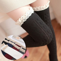 Lace long tube knee socks Non-slip leg socks Autumn cotton sexy high tube socks Twist thigh socks