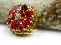 New luxury red Czech rhinestone zircon handmade beaded skirt mink fur sweater button button 29mm