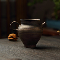 Handmade rust tea cup Fair cup Ceramic tea sea Household tea separator Single male cup Coarse pottery tea set accessories