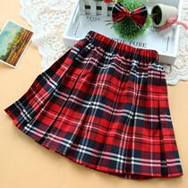 Girls red plaid skirt skirt skirt middle child pleated skirt princess skirt Primary School students summer performance class uniforms