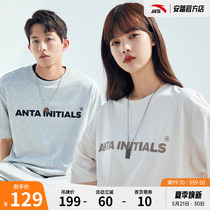 Anteater official web flagship letter short sleeve T-shirt male and female 2022 spring new loose body shirt lovers half sleeve blouse