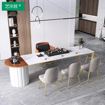Nordic light luxury Rock board tea table and chair combination marble coffee table modern simple kung fu tea table reception office