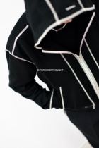 G FOR INNERTHOUGHT BLACK CONTRAST OUTER STITCHING HOODED ZIPPER SWEATER THICKENED