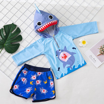 Korean hooded childrens swimsuit baby baby split sunscreen quick-drying small middle and big boy toddler hot spring swimming trunks