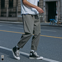 Furnace spring and autumn American tooling ankle-length pants men casual Joker pants solid color loose Korean trend trousers