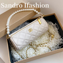 Sandro Ifashion round bucket pillow bag 2021 new pearl hand bag joker one shoulder messenger bag