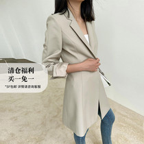 SOULKISS minimalist draping version classic all-match slim waist small suit jacket for women