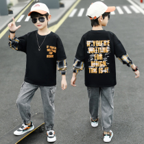 Childrens clothing boys foreign style autumn suit 2021 New Autumn Autumn boys spring and autumn clothes handsome two-piece set