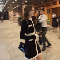 Europe station 2020 autumn new womens small fragrance elegant knitted base skirt light cooked waist thin dress