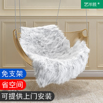 Nordic small hanging chair Net red ins bedroom wrought iron single princess hanging basket indoor home balcony swing rocking chair