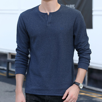 Spring and autumn long sleeves T-shirt male middle-aged round collar slim fit jacket daddie dads casual undershirt for mens clothing