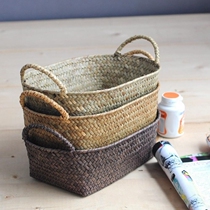 Straw Flower Pot Basket Fruit Sundries Organizer Box Baskets