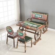 Theme wrought iron retro industrial style bar milk tea shop cafe catering hot pot card seat sofa table and chair combination