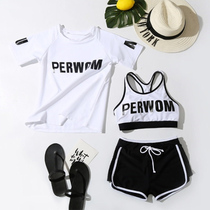 Hipster Girl swimsuit middle child 12-15 year old girl student sports Conservative flat corner split hot spring swimsuit