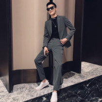 Yabi handsome suit slim Korean version of trend handsome casual suit mens suit large size autumn and winter mob wedding ceremony