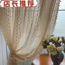 American country finished curtain cotton garden crochet crochet hollow hollow living room balcony bedroom window literary tassel Nordic