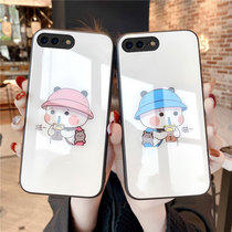 Apple 8plus Mobile Phone Shell Lovers Milk Tea Little Bear Apple 7plus Glass Tide Card 6splus Liquid Silicone Anti-Fall Apple 8 Cartoon 7 Men And Women 6 6s Nets Red Ins Wind se2