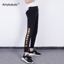 Summer leggings women wear nine points outside womens pants thin feet 2019 new small black pants slim and thin