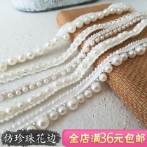 Export high quality lace pearl lace handmade diy accessories doll clothing accessories white curtain nail bead webbing
