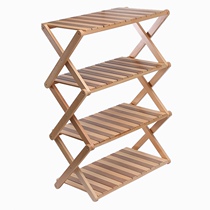 Outdoor camping solid wood storage rack four-layer storage portable storage rack kitchen rack picnic table flower rack bookshelf