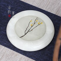 Jade white porcelain tea set accessories tea table base tea mat tea bearing pot bearing Japanese dry bubble table tea pot mat Tea Tool