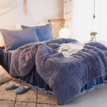 Winter Princess Wind Coral Suede suede Four pieces Thickened Warm Double Face Suede Crystal Fleece Jacket Cotton 1 8m Bed Skirt