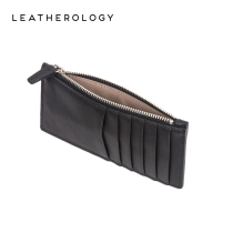 Leatherology leather multi-card business card holder female vertical portable ID business card bag Zipper change card bag