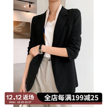 Jasmine black blazer jacket women minimalist slim waist temperament three acetic acid button 2021 autumn